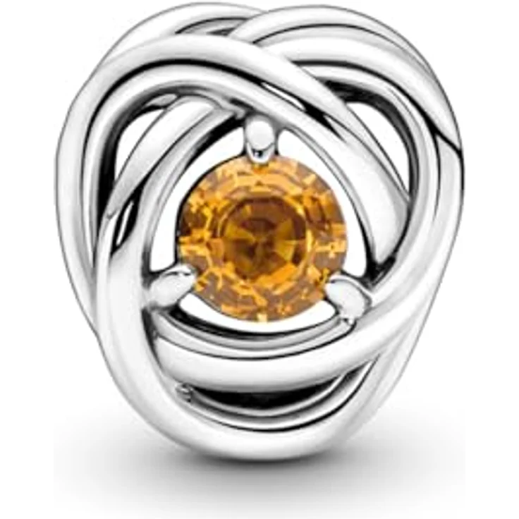 PANDORA November Geburtsstein Ewigkeitskreis Charm, honigfarbener Kristall, Sterling-Silber, 790065C04 – Bild 2