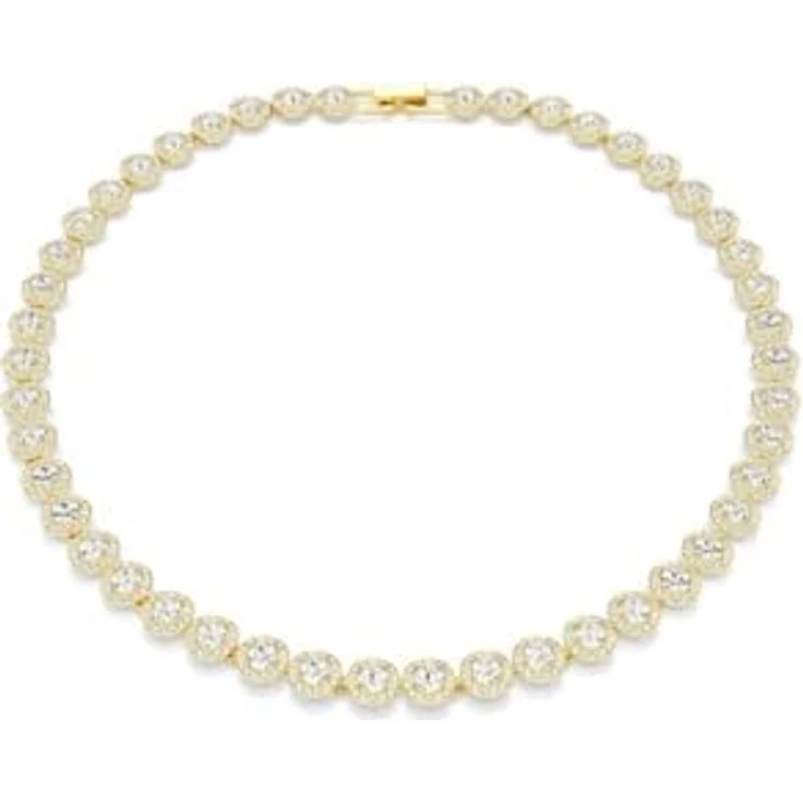 Swarovski Una Angelic Tennis Halskette, Weiße, Vergoldete Damenhalskette mit Rundum Strahlenden Kristallen, 38-41 cm Länge – Bild 1