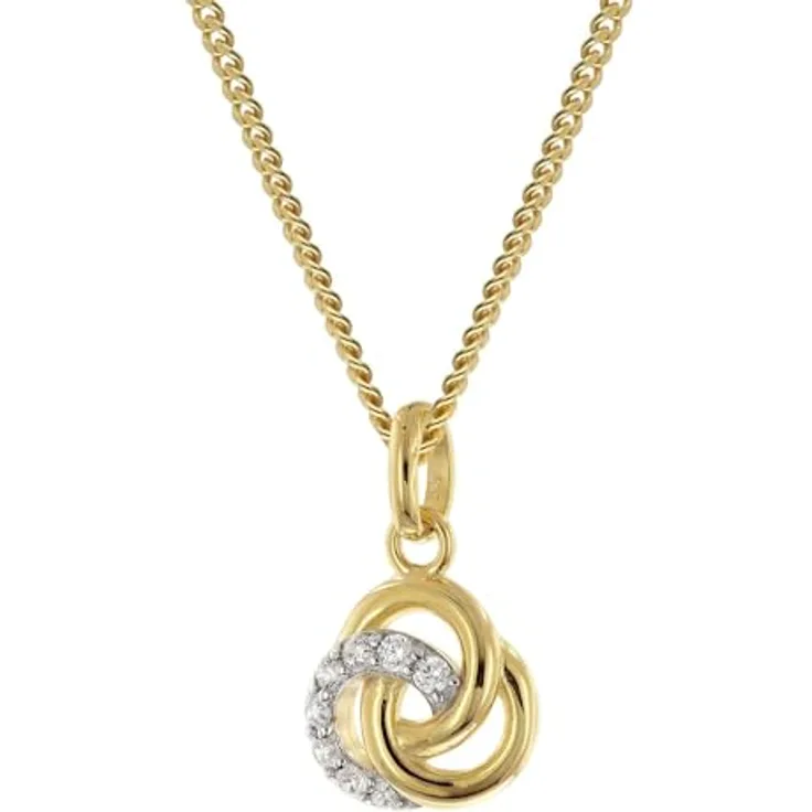 GLIZZ Zirkonia Herz-Anhänger Gold 333/8K an vergoldeter Silberkette, 45 cm, elegantes Damen-Halsketten-Accessoire, ideal als Geschenkidee