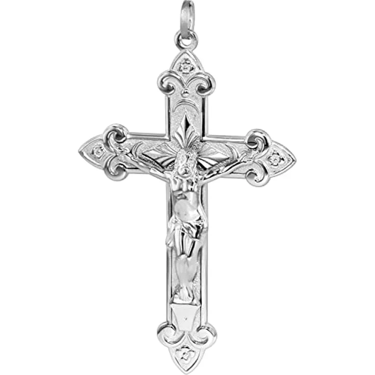 Trendor Kreuz Anhänger für Männer - 925 Silber, 65 mm, anlaufgeschützt rhodiniert, in Geschenk-Box, zeitlose Eleganz