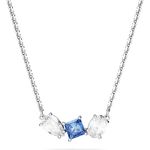 Swarovski Mesmera Anhänger, Rhodinierte Damenhalskette mit Blauem Swarovski Zirkonia und Eleganten Schliffen