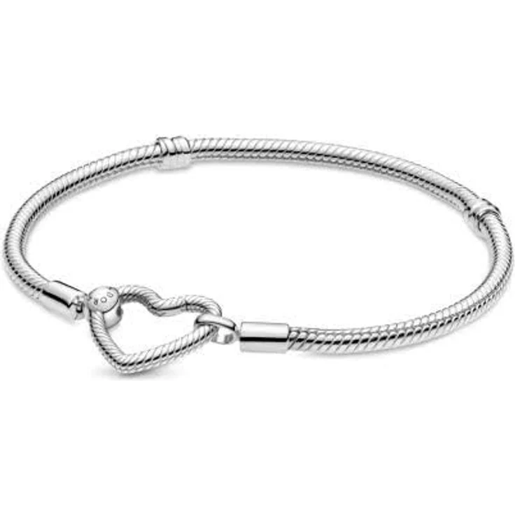 PANDORA Moments Armband "Herzverschluss" silber, 17 cm, Sterling-Silber mit Schlangen-Gliederarmbanddesign für bis zu 25 Charms – Bild 4