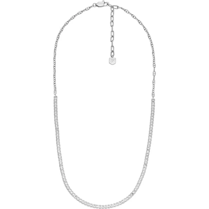 Fossil Damen-Halskette Heritage D-Link Glitz, Edelstahl silberfarben, poliertes Finish, Karabinerverschluss – Bild 4