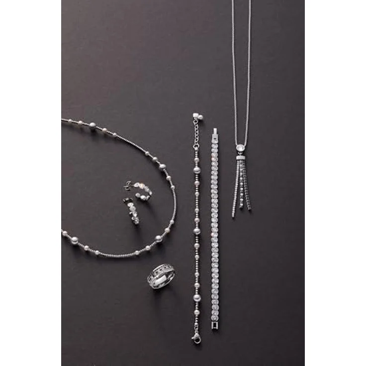 JEWELS BY LEONARDO Armband Elsana, silberfarbener Edelstahl mit Imitationsperlen in Weiß, Creme und Hellgrau, 18-21 cm verstellbar, Schmuck für Damen – Bild 4