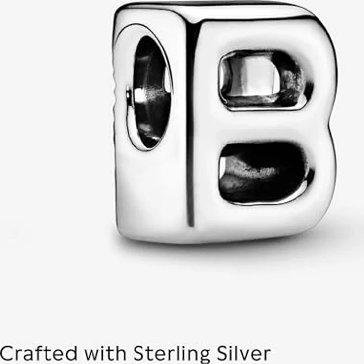 PANDORA Moments Buchstabe B, wendbares Alphabet-Charm aus Sterling-Silber mit geprägten Herzen und Perlen, kompatibel mit Armbändern der Moments Kollektion – Bild 4