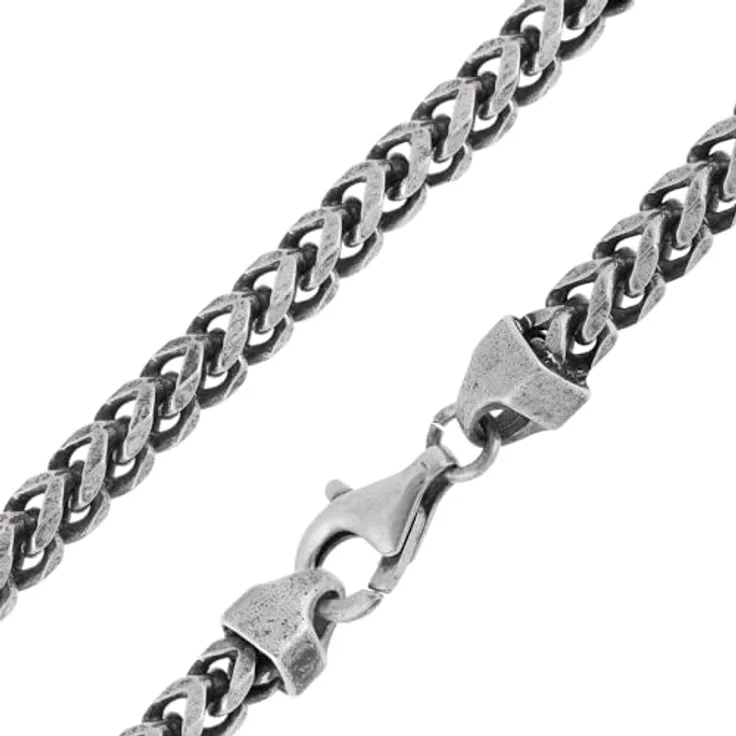 trendor Herren-Halskette 925 Silber Oxydiert Fuchsschwanzkette 4,3 mm, 50 cm, Made in Germany, mit Karabiner-Verschluss, inkl. Geschenkpackung und Mikrofaser-Pflegetuch