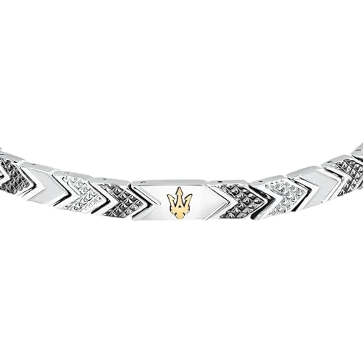 Maserati Herrenarmband ICONIC Kollektion, aus Stahl mit Fischgrätmuster, 18+3,5 cm, Clipverschluss, mit 2 Jahren Garantie – Bild 2