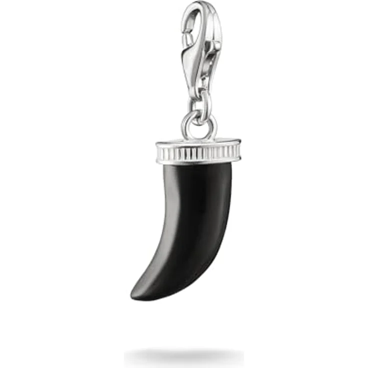 THOMAS SABO Charm Club Original Charm Anhänger Obsidianzahn aus 925 Sterling Silber, Talisman mit glücksbringender Symbolik, Western-Stil – Bild 1