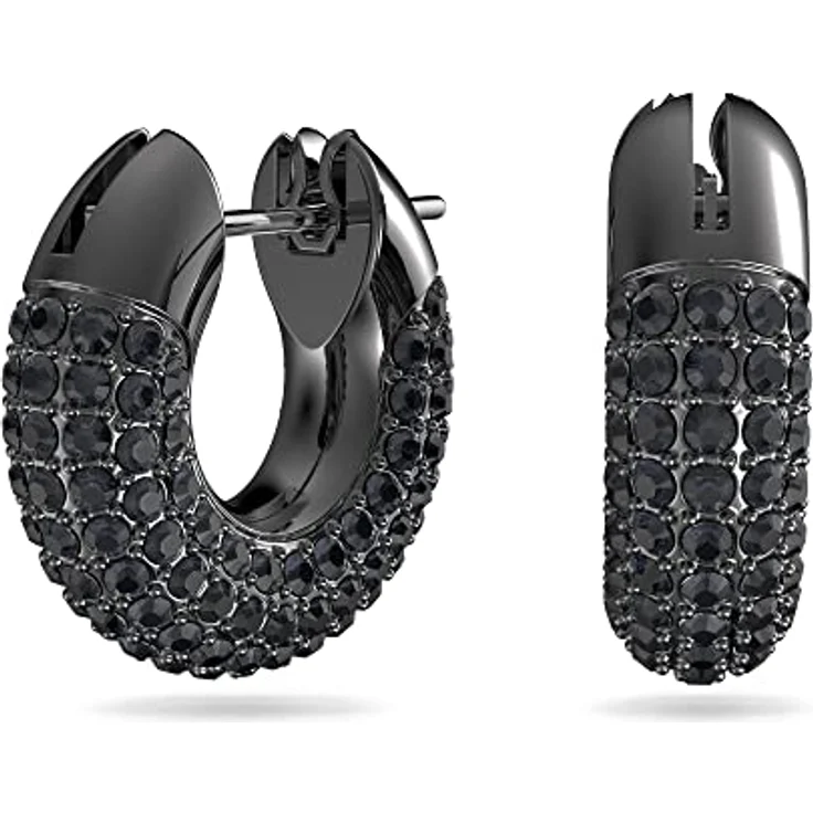 Swarovski Dextera Kreolen, Ruthenierte Ohrringe mit Foiled-Schliff und Strahlenden Swarovski Kristallen – Bild 1