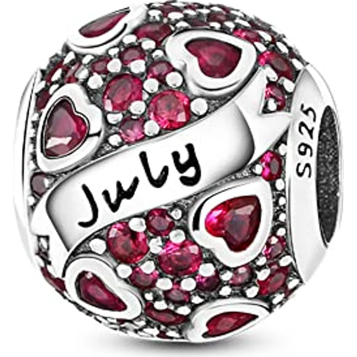 Pandach Charm Anhänger Geburtsstein aus 925 Sterling Silber, 12 Zirkonia Beads für Pandora Armbänder und Halsketten, kompatibel mit europäischen Designs – Bild 1