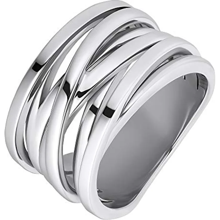 Heideman Serpi Ring Damen, polierter Edelstahl in Silber, eleganter Damenring ohne Stein