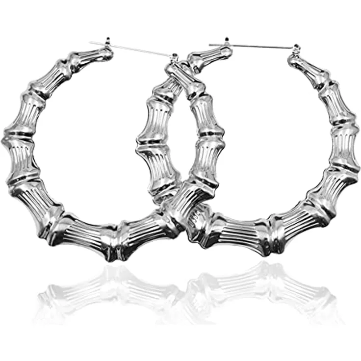 Chihutown Große Bambus-Creolen, Damen Hoop Ohrringe, 9 cm, leicht und langlebig, modisches Hip-Hop-Design