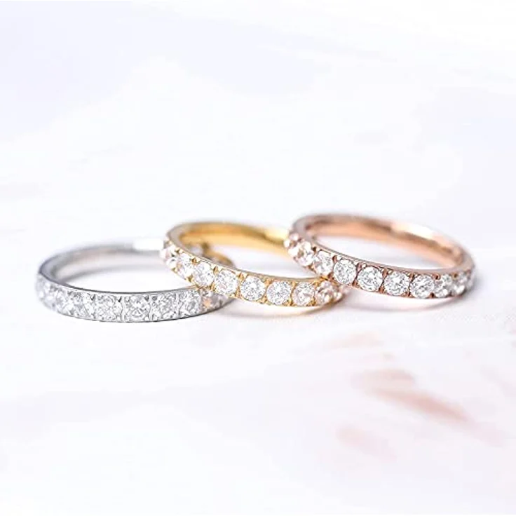 Zakk Eternity Ring 3mm, Damen Ewigkeitsring aus Titan mit Zirkonia, Silber, Größe 52 (16.6) – Bild 3