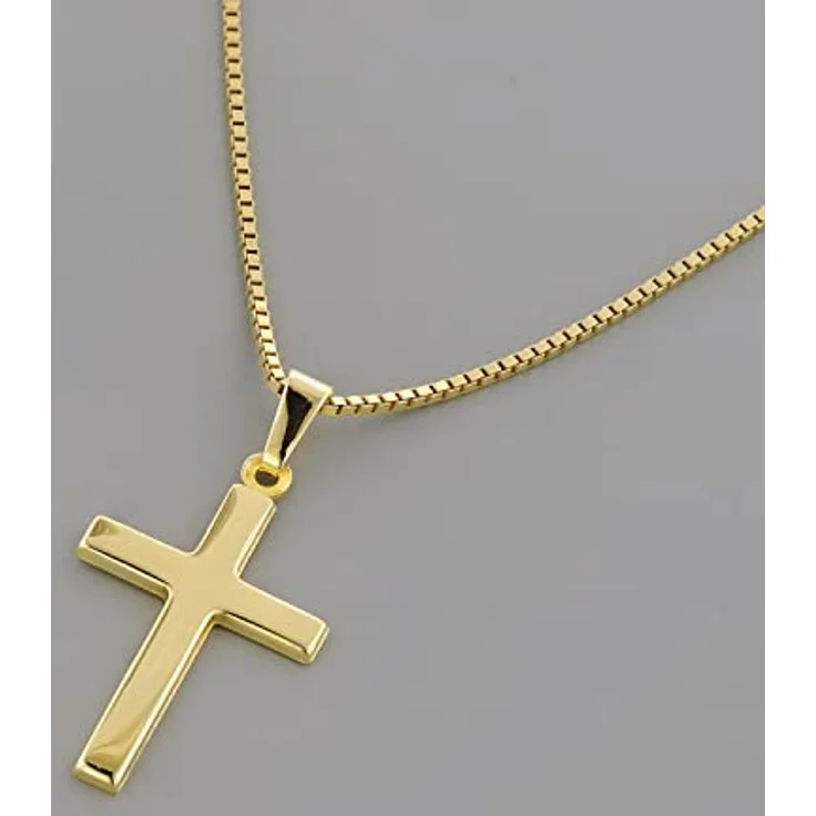 trendor Kreuz für Damen und Herren, Gold 585 mit vergoldeter Silberkette, 40 cm, elegantes Schmuckstück in zeitlosem Design – Bild 3