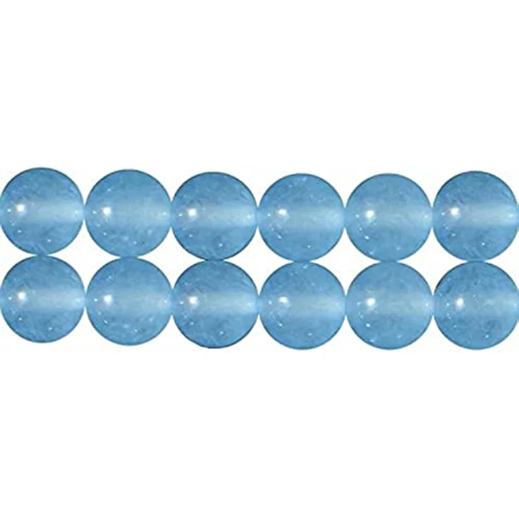 SKYBEADS Chalcedon Perlen Aqua Blau 6mm, gefärbte Schmuckperlen, 38cm Strang mit ca. 60 Stück – Bild 1