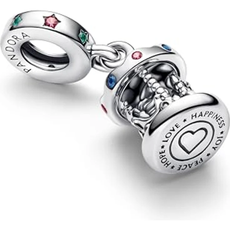 PANDORA Moments Drehendes Karussell Charm-Anhänger aus Sterling Silber mit Kristallen, beweglich, Weihnachtsmotiv – Bild 4