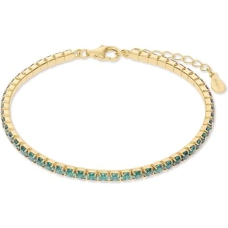 CHRIST Damen-Armband 925er Silber, recycelte Zirkonia, One Size, Gelbgold, Hellblau