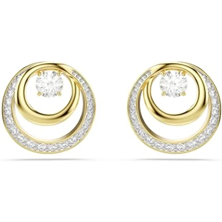 Swarovski Hyperbola Ohrstecker, Rundschliff, Weiß mit Goldlegierungsschicht, Pavé Design – Bild 1