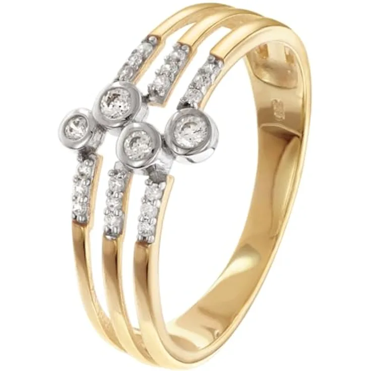 GLIZZ Damenring Gold 333/8K Bicolor mit Zirkonia, elegantes Schmuckstück in rhodiniertem Finish, Ringgröße 52/16,6