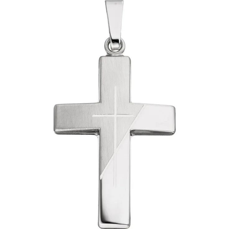 JOBO Kreuzanhänger, 925 Sterlingsilber, rhodiniert und teilmattiert, ca. 30,8 mm hoch