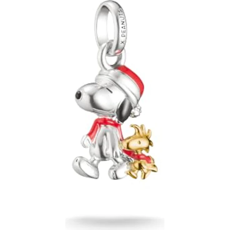 THOMAS SABO Charm-Einhänger THOMAS SABO x Peanuts Snoopy/Woodstock Santa Edition - aus recyceltem Silber 925 mit Gelbgoldvergoldung und handbemalter Emaille – Bild 1