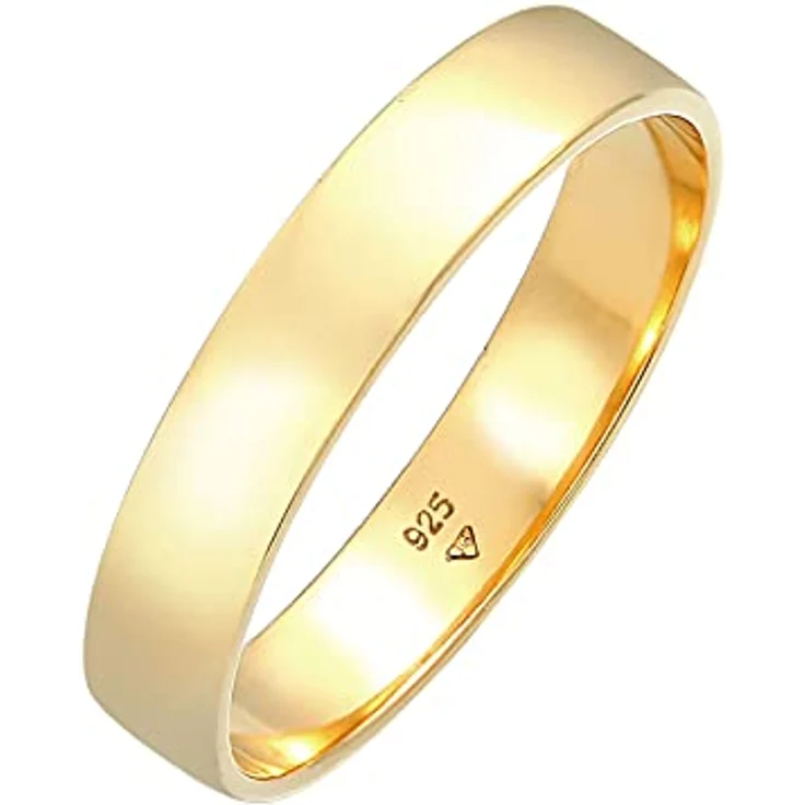 Kuzzoi Herrenring Bandring aus 925 Sterling Silber vergoldet, poliert, 4.5 mm, Ringgröße 60-66 – Bild 1