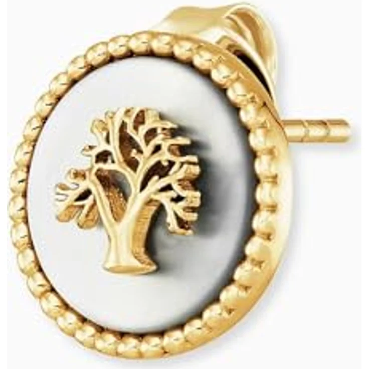 Engelsrufer Damen Ohrstecker ERE-LILTREE-PE-STG, Sterling Silber mit Lebensbaum in Gold auf weissem Perlmutt, nickelfrei, Größe: 12mm – Bild 3