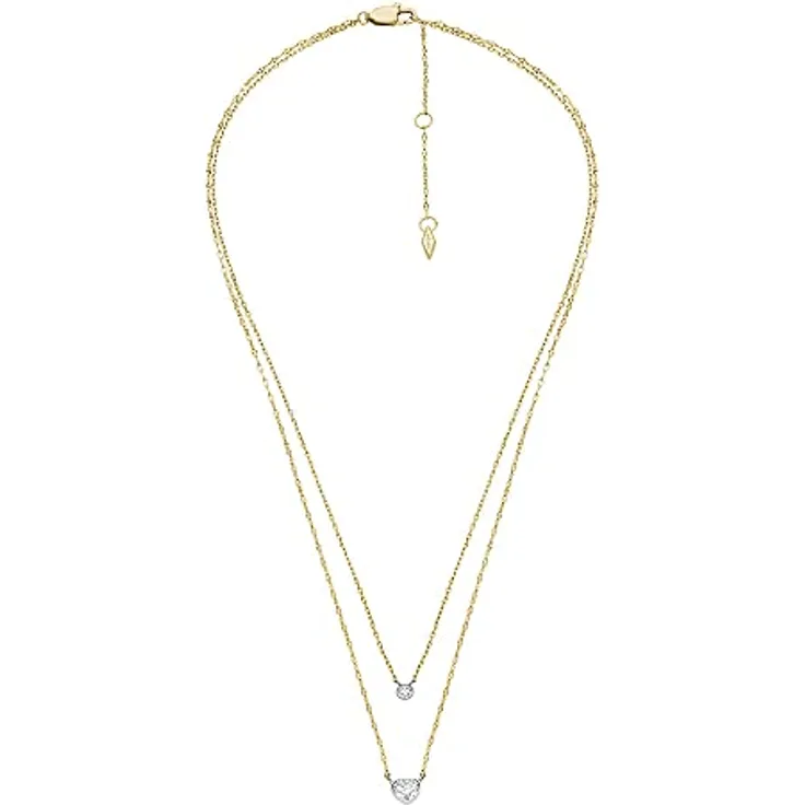 Fossil Sadie Damen-Edelstahl-Halskette, 2-Tone mit Hummerverschluss, Länge 360 mm + 50 mm