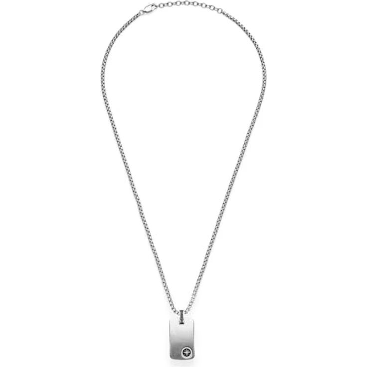 s.Oliver Herren Necklace - Halskette aus mattiertem Edelstahl mit Taganhänger - Silber - verstellbare Venezianerkette bis 60 cm - wasserfest & hautfreundlich – Bild 2