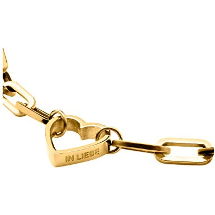 LIEBESKIND Berlin Herzarmband, Damen-Handkette aus goldvergoldetem Edelstahl, zeitloses Design – Bild 2