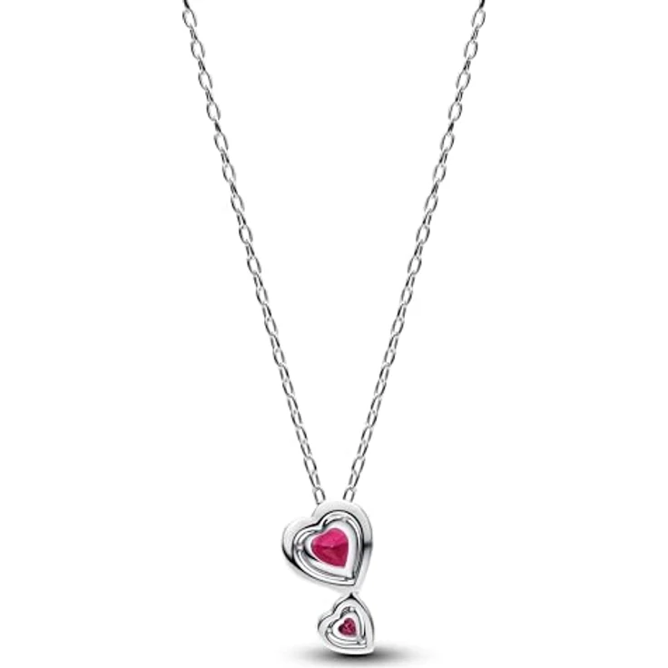PANDORA PandoraTimeless Roter Strahlenkranz Herzen Anhänger Halskette aus Sterling Silber mit Zirkonia, 60 cm verstellbar – Bild 2
