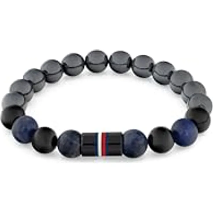 Tommy Hilfiger Jewelry Armband mit Sodalith-, Hämatit- und schwarzem Onyx, maskulines Design, 18,5 cm Innenumfang