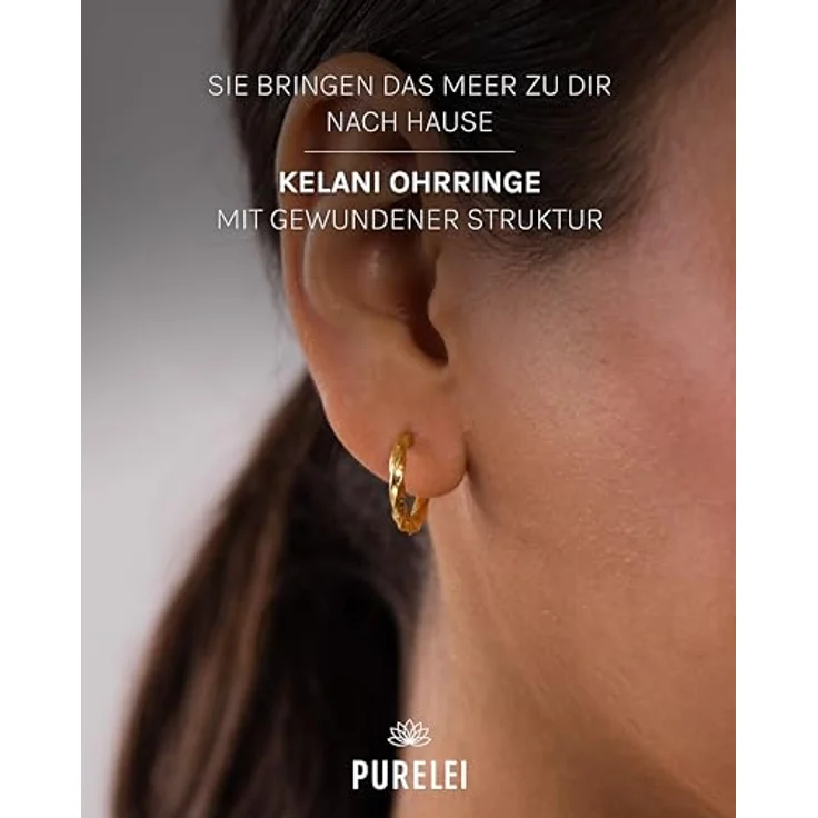 PURELEI Kelani Creole Ohrringe (Gold), 1,5 cm Durchmesser, wasserfest, Damenohrringe aus langlebigem Edelstahl, eleganter Modeschmuck – Bild 2