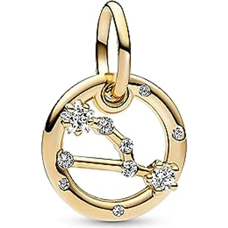 PANDORA Moments Sternzeichen Stier Charm-Anhänger, Sterling Silber mit 14 Karat vergoldeter Metalllegierung und Zirkonia, kompatibel mit Moments Armbändern, 762707C01 – Bild 1