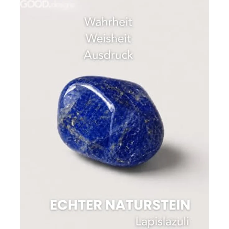 GD GOOD.designs Edelstein Lapislazuli Armband mit 18K vergoldetem Edelstahl Herz | Wasserfestes Perlenarmband mit 6 mm Naturstein Perlen | Elastisch 15–19 cm | Inkl. Schmuckbeutel – Bild 2