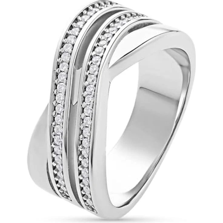 JETTE Damen-Damenring 925er Silber, Größe 54, mit 61 Zirkonia, Silber 32025584 – Bild 1