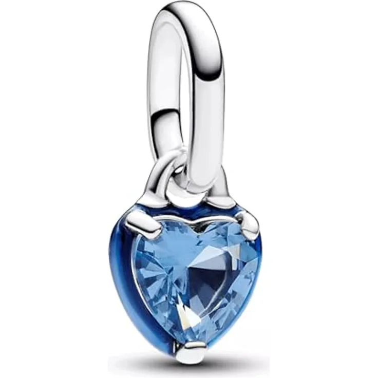 PANDORA ME Blaues Chakra Herz Mini-Charm-Anhänger, aus Sterlin Silber mit grünem künstlichen Kristall, kompatibel mit ME und Moments Armbändern, 793042C02