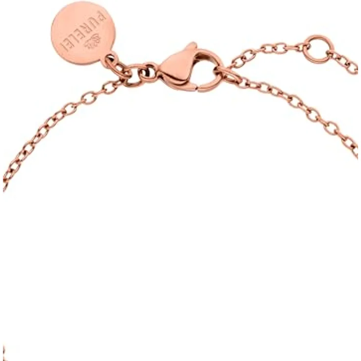 Purelei Armband Rosegold Damen - Kleeblatt Ankerkette mit Zirkonia-Herzen, verstellbar von 16 bis 19 cm, 18K Rosévergoldung – Bild 3