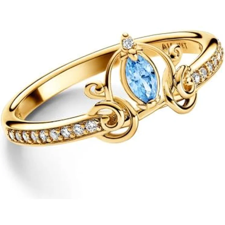 Pandora Damenring Disney Cinderellas Kutsche, goldfarben, mit blauem und weißen Zirkonia, Größe 60/19,1 – Bild 2
