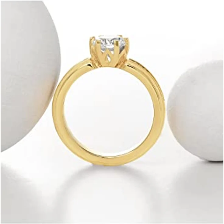 JETTE Damenring 925er Silber mit 19 Zirkonia, Gelbgold, 3,7 mm – Bild 3