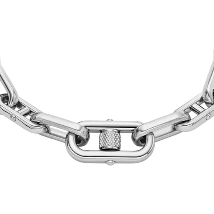 Fossil Runder Sternzeichen-Anhänger Halskette aus Edelstahl, Silberfarben mit Karabinerverschluss, matt und glänzend – Bild 1