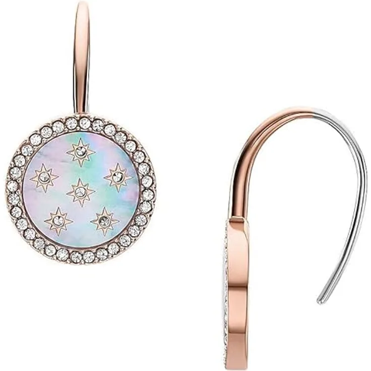 Fossil Merrit Damen Ohrringe, Roségoldfarbener Edelstahl mit poliertem Finish, Hakenverschluss, 1,31 cm