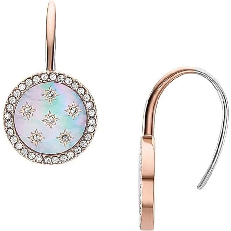 Fossil Merrit Damen Ohrringe, Roségoldfarbener Edelstahl mit poliertem Finish, Hakenverschluss, 1,31 cm – Bild 1