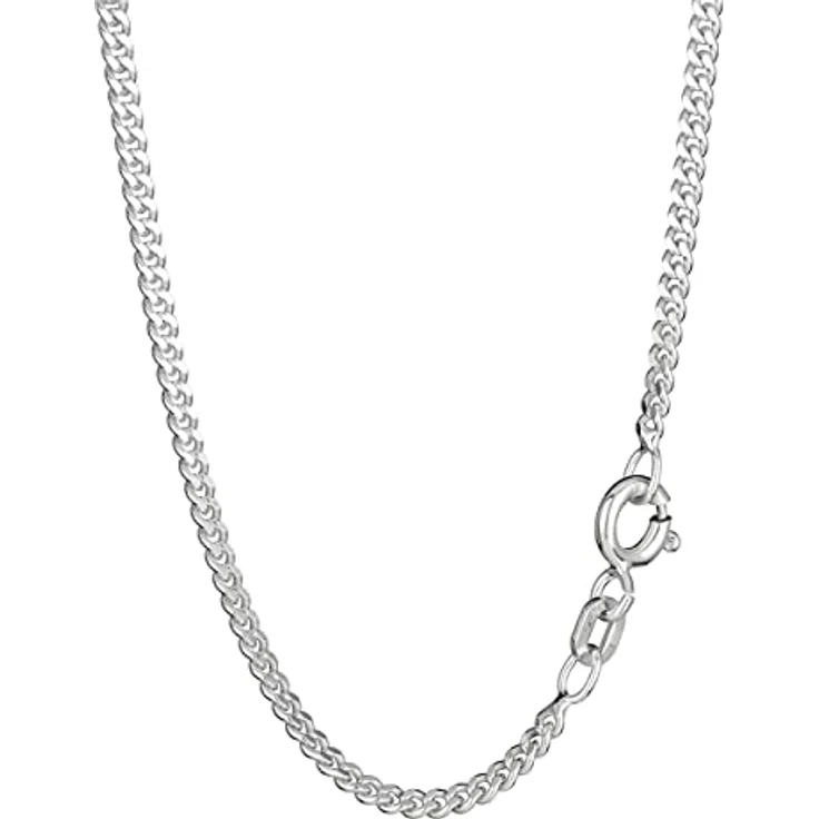 NKlaus Panzerkette Silber 925, 65 cm lang, 2,1 mm breit, leichte Damen-Halskette – Bild 1