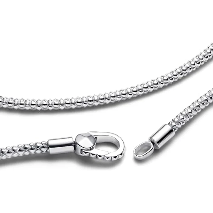 PANDORA Moments Nietenhalskette, Sterling Silber mit Nietenverschluss, kompatibel mit Moments Anhängern, Größe: 45cm, 393682C00-45 – Bild 2