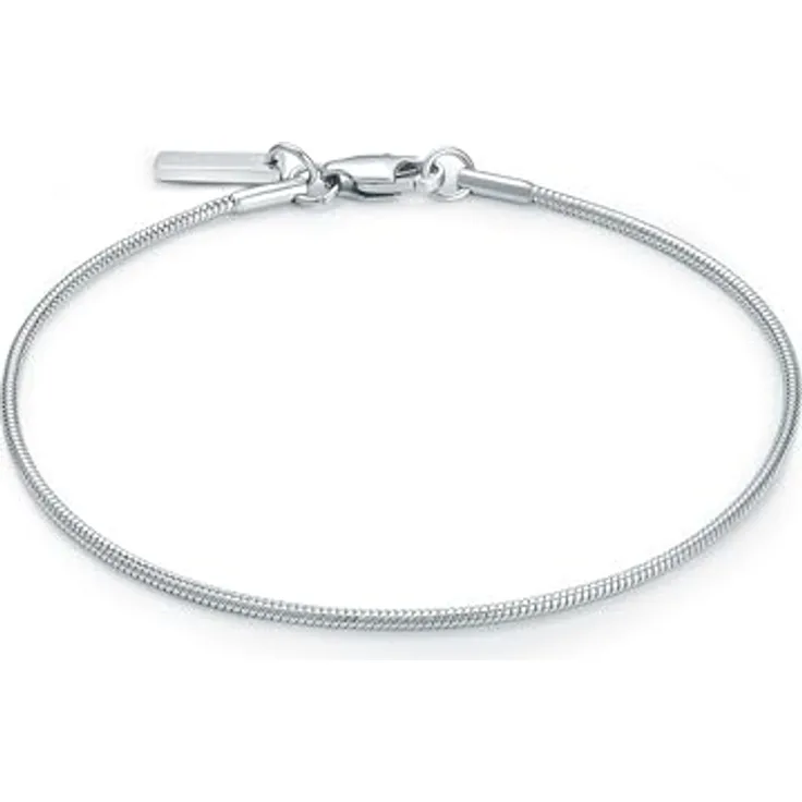 True Rebels Edelstahl Schlangenarmband für Herren, silber, mit Karabinerverschluss, kratzfest und robust