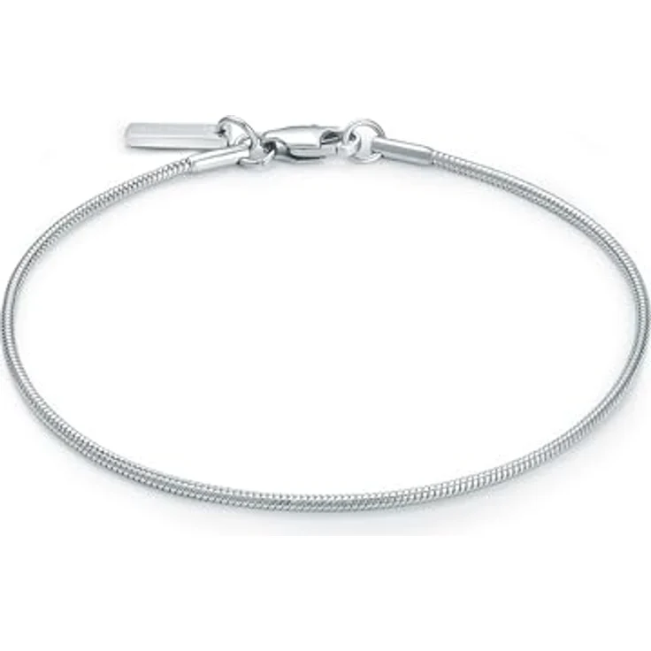 True Rebels Edelstahl Schlangenarmband für Herren, silber, mit Karabinerverschluss, kratzfest und robust – Bild 1