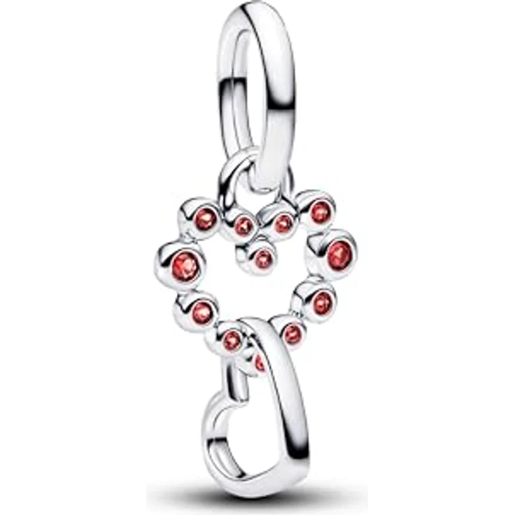 PANDORA Charm-Anhänger Verbundene Herzen aus Silber mit Kristall, Motiv Liebe, 794435C01 – Bild 2