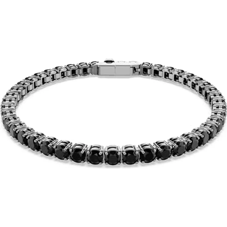 Swarovski Matrix Tennis Armband, Ruthenierte Armkette mit Schwarzen Keramikelementen, 16.5 cm, Kastenverschluss – Bild 1