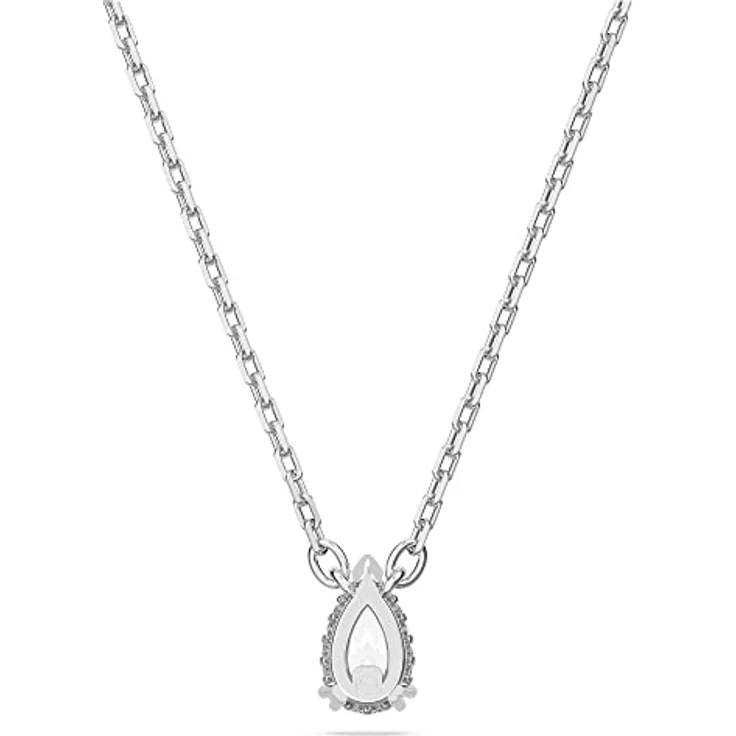 Swarovski Stilla Anhänger, Tropfenschliff, Weiß, Rhodiniert an zarter Kette – Bild 4